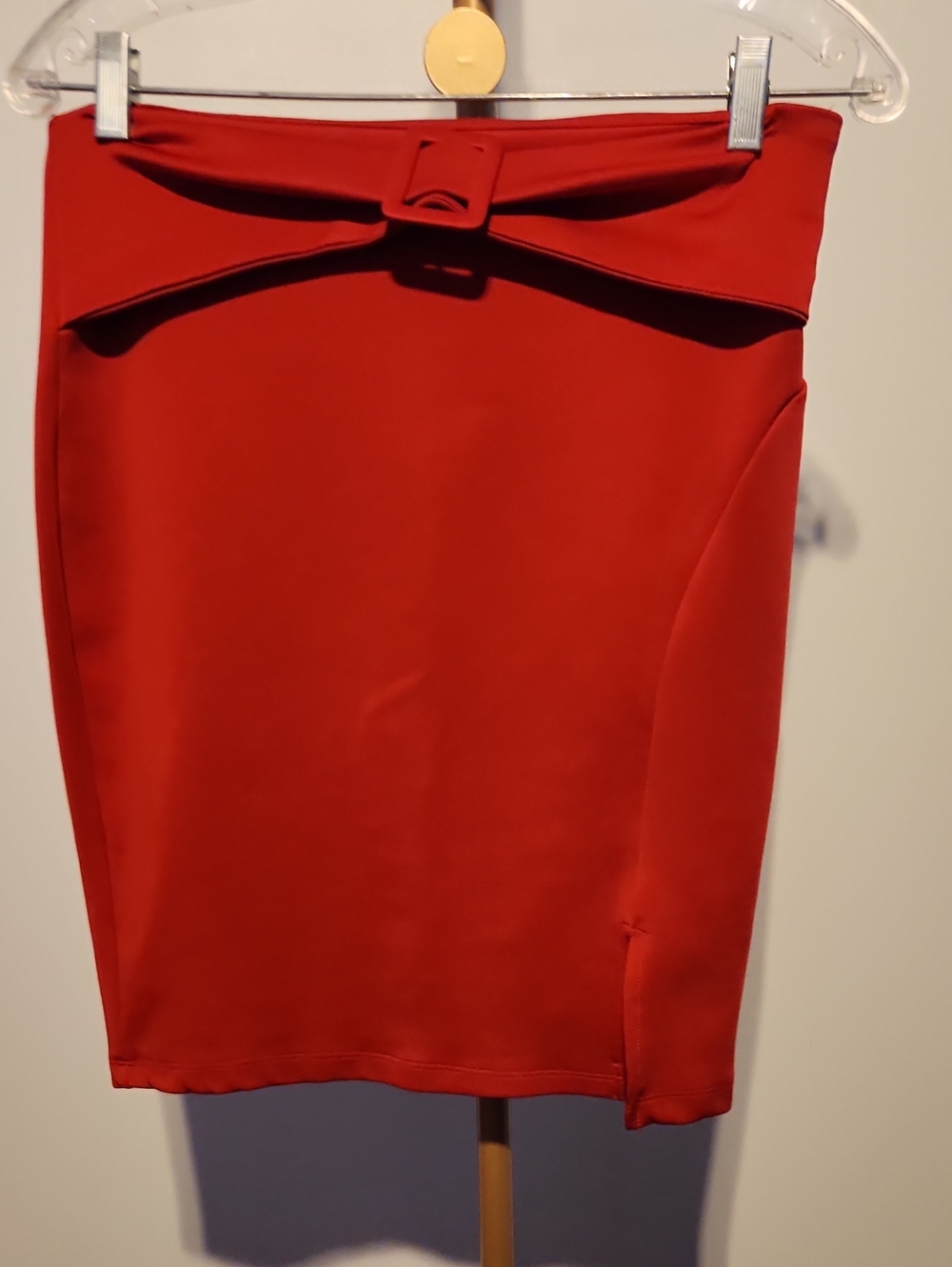 Gossip Red Pencil Skirt with Front Bow Accent